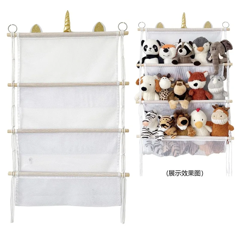 Shelf simple decoration 3-layer children's room books doll storage pendant wooden stick plush toy storage mesh pocket
Shelf simple decoration 3-layer children's room books doll storage pendant wooden stick plush toy storage mesh pocket