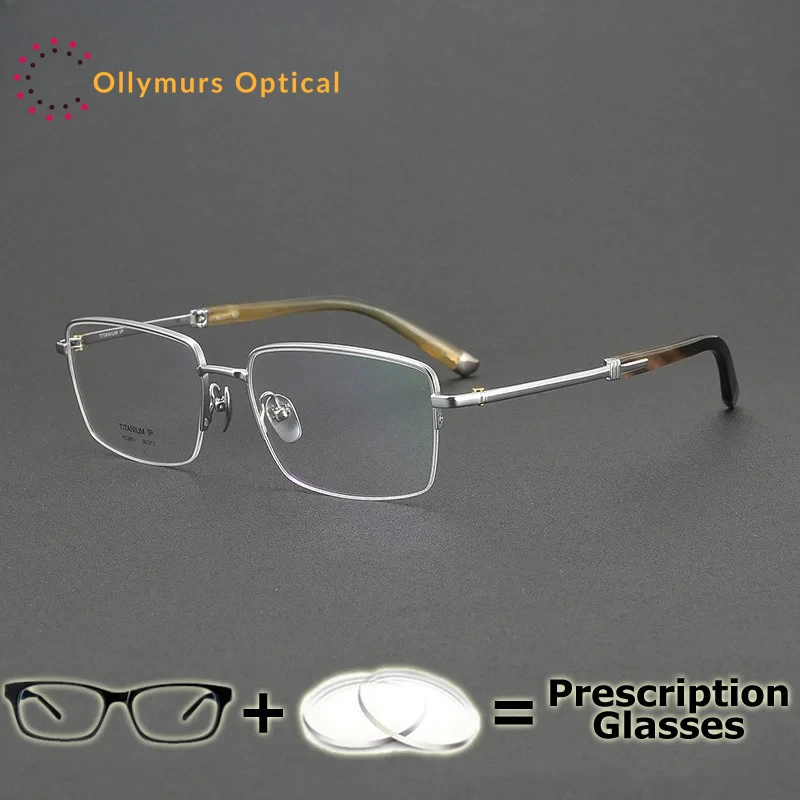 OLLYMURS Top Quality Men Prescription Glasses OX Horn Pure Titanium Eyewear Frame Prescription for Vision Lenses Multifocal
OLLYMURS Top Quality Men Prescription Glasses OX Horn Pure Titanium Eyewear Frame Prescription for Vision Lenses Multifocal