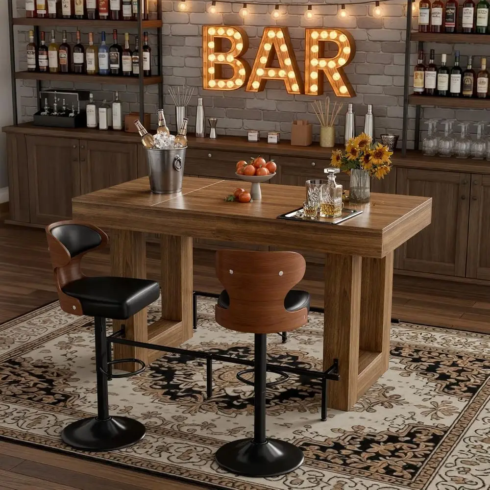 62.99 Inch High Bar Table, Metal Frame, Seats 4-6, Brown for Kitchen, Living Room, or Bar
62.99 Inch High Bar Table, Metal Frame, Seats 4-6, Brown for Kitchen, Living Room, or Bar