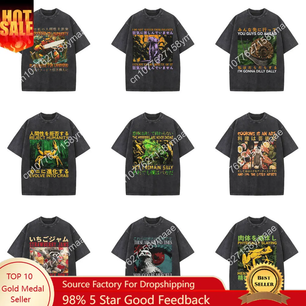 The Horrors Are Never Ending Yet I Remain Silly T-shirt Funny Japanese Style Frog Retro Washed T Shirt Men Women's Oversized T-s
The Horrors Are Never Ending Yet I Remain Silly T-shirt Funny Japanese Style Frog Retro Washed T Shirt Men Women's Oversized T-s
