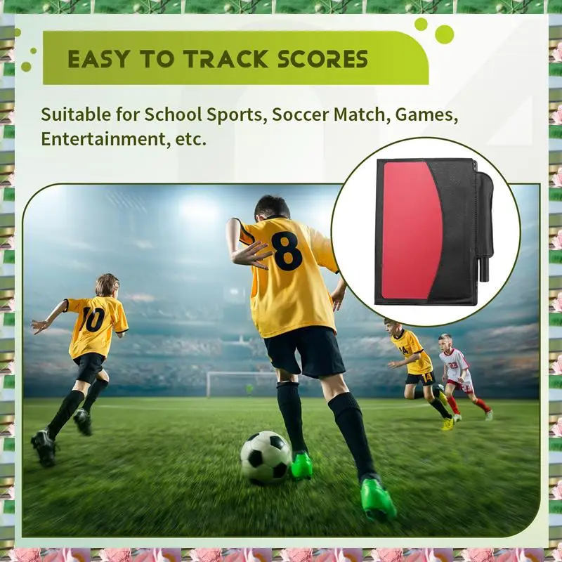 Спортивные комплекты карточек футбольного рефери из 2 упаковок, красные и желтые карточки предупреждающего рефери с листыми результатов кошелька, футбольные аксессуары с карандашом, 2
Спортивные комплекты карточек футбольного рефери из 2 упаковок, красные и желтые карточки предупреждающего рефери с листыми результатов кошелька, футбольные аксессуары с карандашом, 2