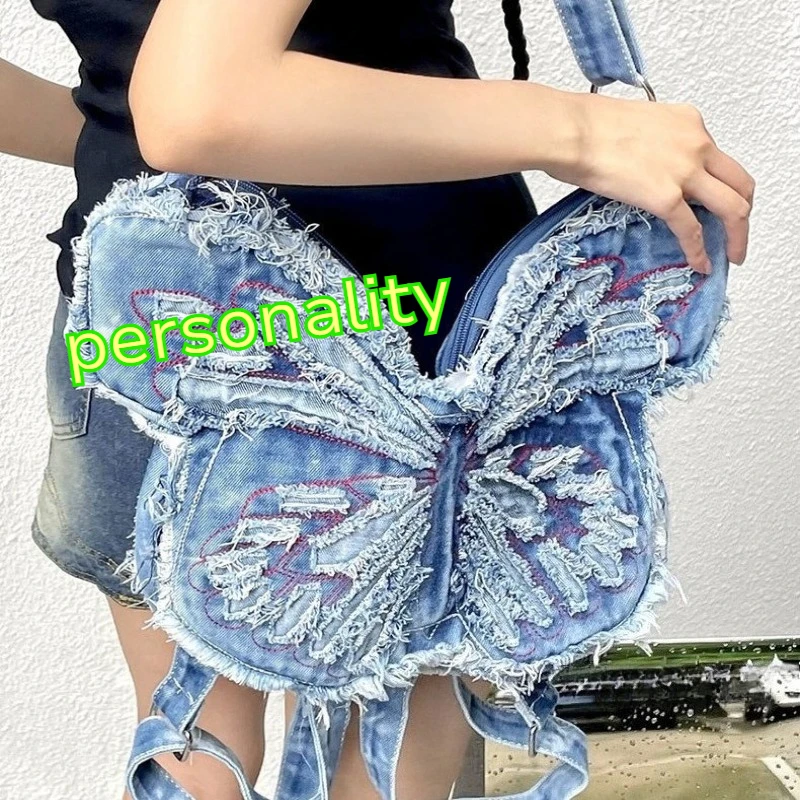 Customized sports bag, denim bag, butterfly-shaped bag
Customized sports bag, denim bag, butterfly-shaped bag