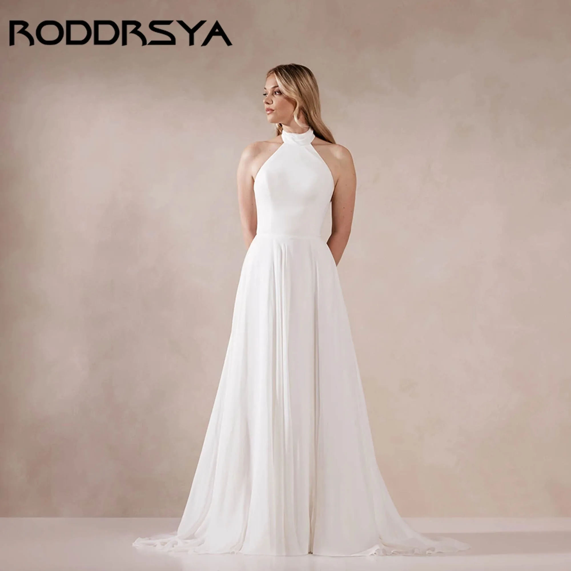RODDRSYA Halter Neck Bridal Dress Minimalist Chiffon Sleeveless Wedding Gown A-line Backless Elegant vestido de novia Customized
RODDRSYA Halter Neck Bridal Dress Minimalist Chiffon Sleeveless Wedding Gown A-line Backless Elegant vestido de novia Customized