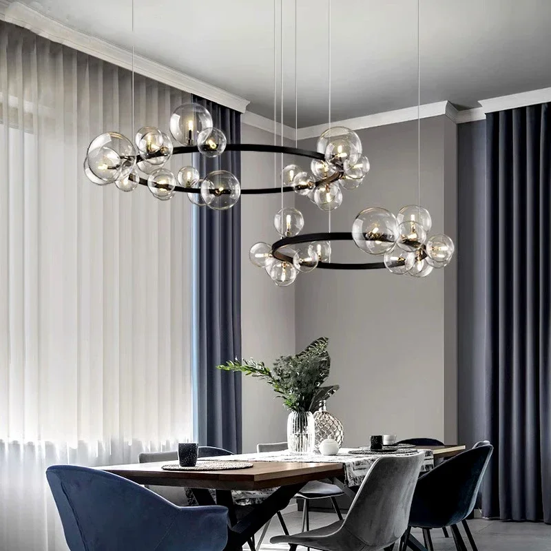 Nordic Ring Chandelier Glass Ball Pendant Lights Suspension Ceiling Hanging Lamp for Kitchen Dining Living Room
Nordic Ring Chandelier Glass Ball Pendant Lights Suspension Ceiling Hanging Lamp for Kitchen Dining Living Room