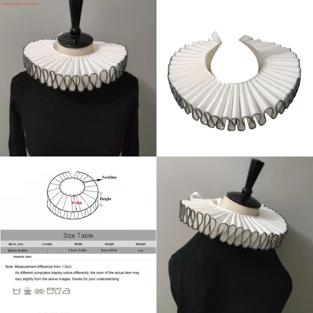 F92D Black Trimmed Victorian Ruffled False Collar Neck Ruff for Theatrical Performances Renaissances Choker Collar
F92D Black Trimmed Victorian Ruffled False Collar Neck Ruff for Theatrical Performances Renaissances Choker Collar