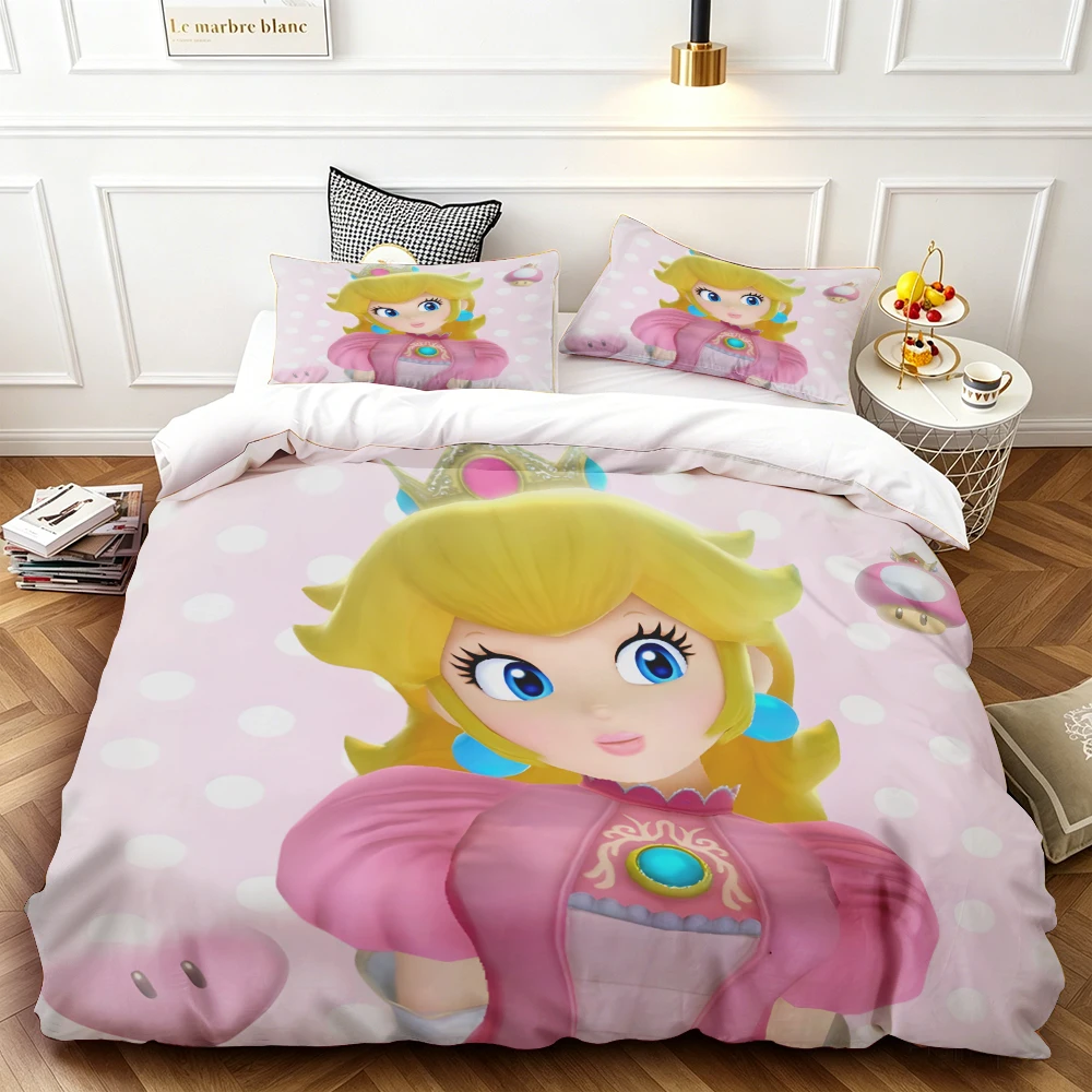Princess Peach Cartoon Duvet Cover Mario Bedding Set Soft and Breathable for Bedroom Teens Birthday Gifts Queen King
Princess Peach Cartoon Duvet Cover Mario Bedding Set Soft and Breathable for Bedroom Teens Birthday Gifts Queen King
