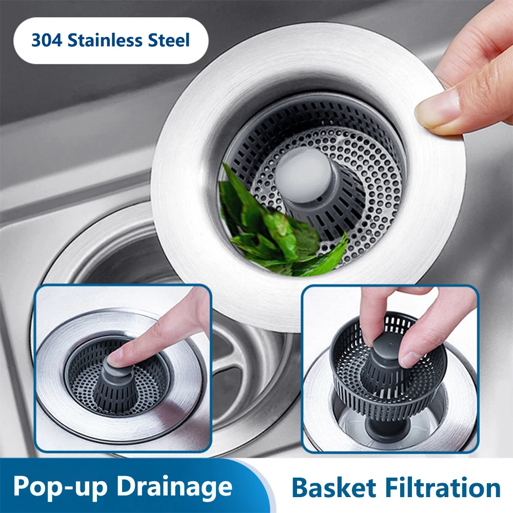 304 Stainless Steel Kitchen Sink Dish Pop-up Drain Core Removable Basket Strainer Plug Deep Waste Sealing Filter Hair Catcher
304 Stainless Steel Kitchen Sink Dish Pop-up Drain Core Removable Basket Strainer Plug Deep Waste Sealing Filter Hair Catcher
