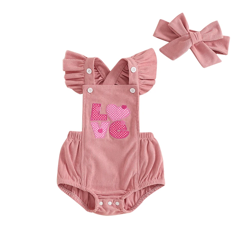 Baby Girl Valentines Day Outfit Heart Letter Embroidered Corduroy Overalls Romper Bow Headband 2 Pcs Spring Set
Baby Girl Valentines Day Outfit Heart Letter Embroidered Corduroy Overalls Romper Bow Headband 2 Pcs Spring Set