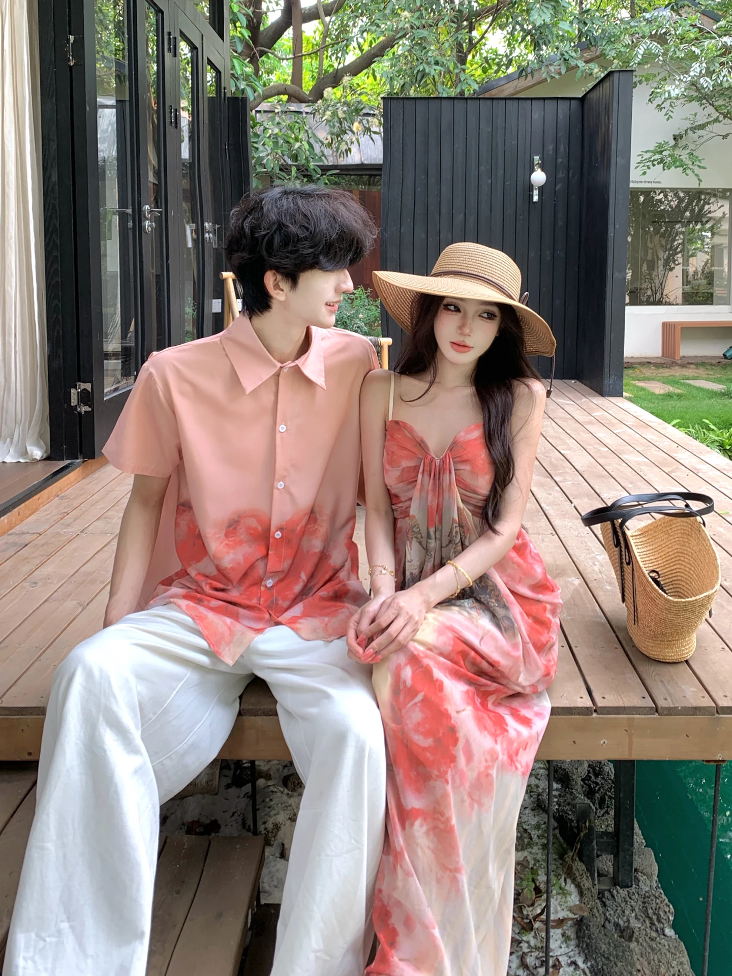 Summer Short Sleeve Couples Vacation Outfit Beachside Tie Dye Strapless Long Dress Slimming Halter Dress French Style Shirt
Summer Short Sleeve Couples Vacation Outfit Beachside Tie Dye Strapless Long Dress Slimming Halter Dress French Style Shirt