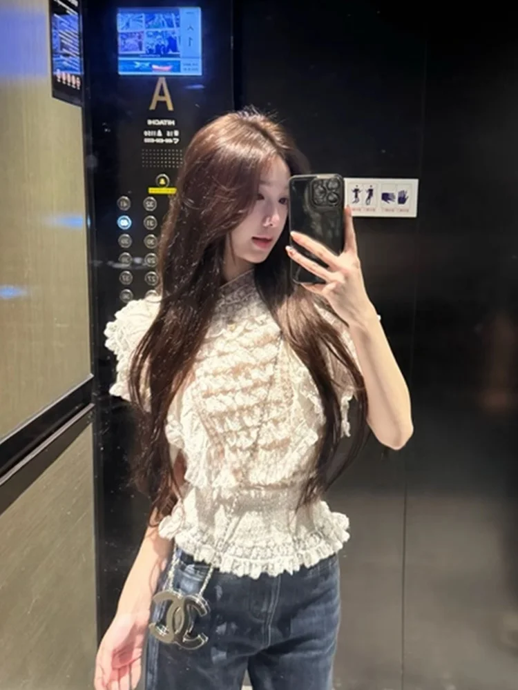 Slim Fit Lace Shirt Women's Summer Fashionable Ruffle Hem STAZF7 Umei Vintage Court Style French Style Short Sleeve Shirt
Slim Fit Lace Shirt Women's Summer Fashionable Ruffle Hem STAZF7 Umei Vintage Court Style French Style Short Sleeve Shirt