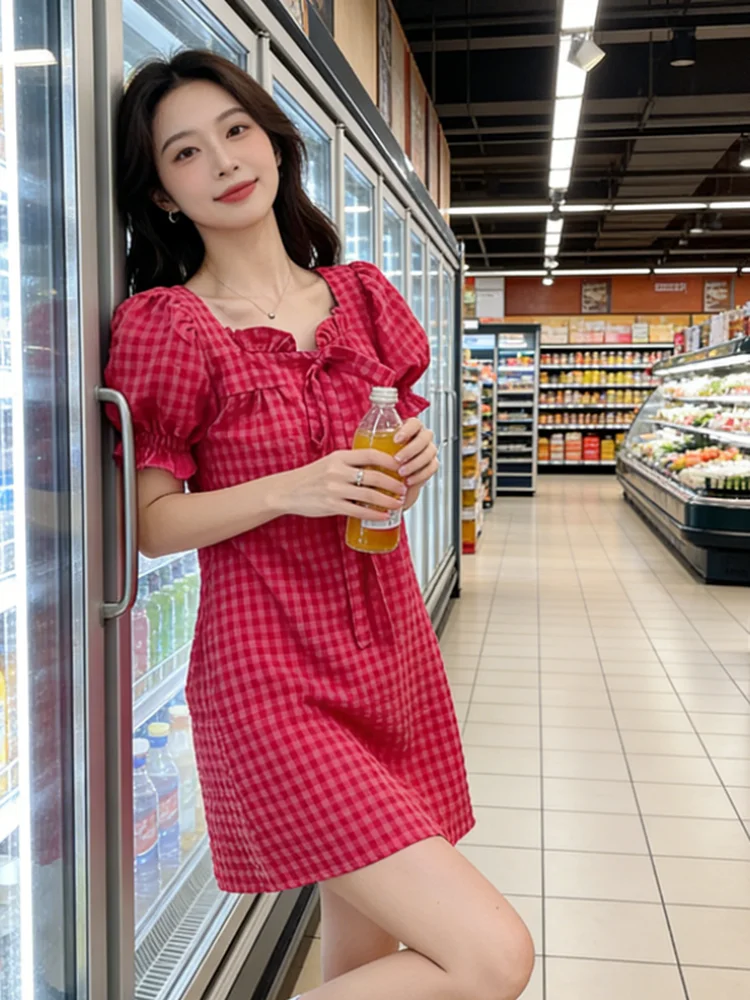 Sweet Gentle Style Women's Dress Vintage Plaid Knot Tie Bubble Sleeve Halter Dress Summer Skin-friendly Breath...
Sweet Gentle Style Women's Dress Vintage Plaid Knot Tie Bubble Sleeve Halter Dress Summer Skin-friendly Breath...