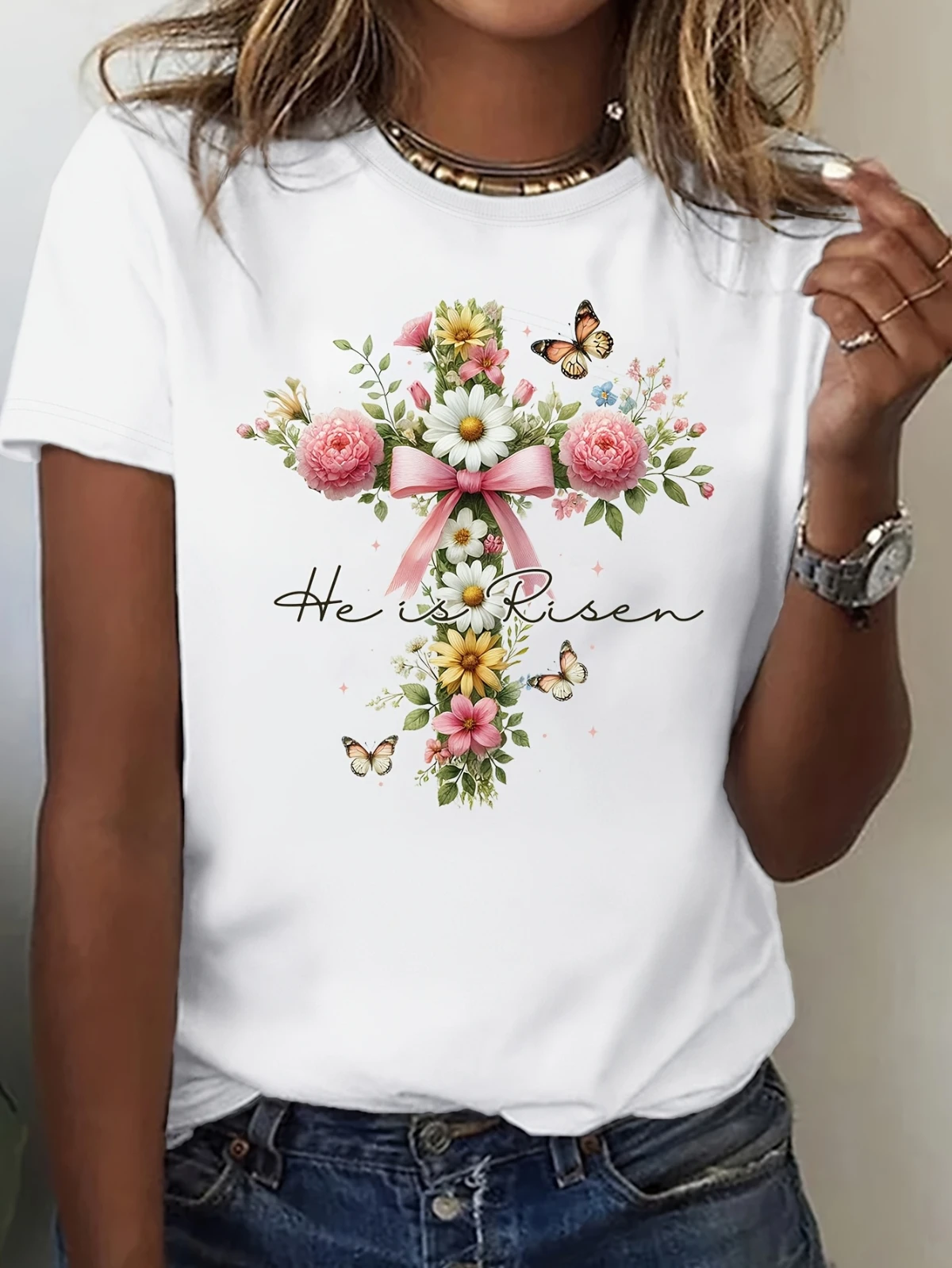 He Is Risen Floral Easter T-Shirt for Women Soft Casual Fit Short Sleeve Round Neck Spring Summer Wear Machine Washable
He Is Risen Floral Easter T-Shirt for Women Soft Casual Fit Short Sleeve Round Neck Spring Summer Wear Machine Washable