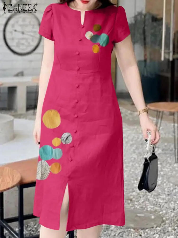 2024 ZANZEA Women Printed Bohemian Long Dress Summer Midi Vestidos V-Neck Short Sleeve Buttons Casual Loose Party Robe Femme
2024 ZANZEA Women Printed Bohemian Long Dress Summer Midi Vestidos V-Neck Short Sleeve Buttons Casual Loose Party Robe Femme