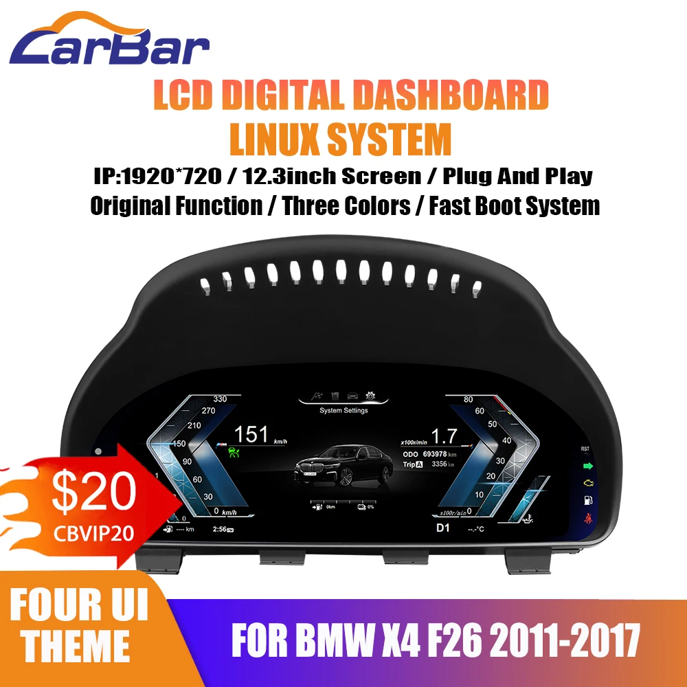 Carbar LCD Digital Dashboard Cluster Digital Speedometer For BMW X4 F26 2011-2017 Instrument Cluster Screen Upgrade System
Carbar LCD Digital Dashboard Cluster Digital Speedometer For BMW X4 F26 2011-2017 Instrument Cluster Screen Upgrade System
