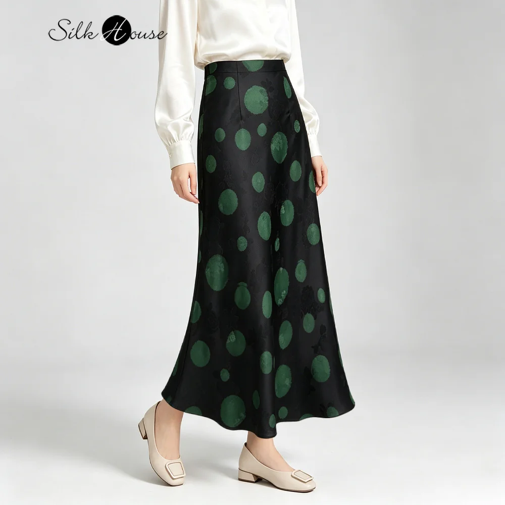 Women's Summer Clothing Black Green Polka Dot 100% Natural Mulberry Silk Gambiered Guangdong Gauze Elastic Waist Printed Skirt
Women's Summer Clothing Black Green Polka Dot 100% Natural Mulberry Silk Gambiered Guangdong Gauze Elastic Waist Printed Skirt
