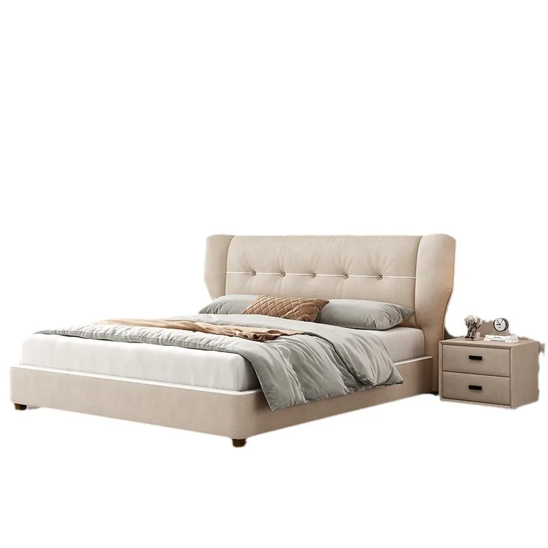 Fabric modern simple cream style, large and small apartment master bedroom 1.8 meters double bed, matte cloth wedding bed
Fabric modern simple cream style, large and small apartment master bedroom 1.8 meters double bed, matte cloth wedding bed