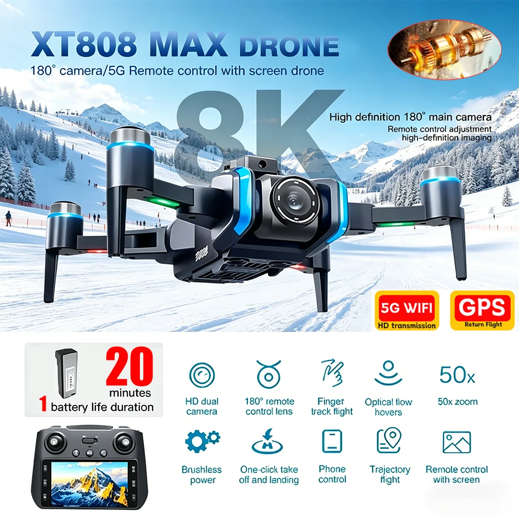 2026 NEW GPS Drone XT808 Professional HD Dual Camera Dron Brushless Motor 5G WIFI FPV Foldable RC Quadcopter Helicopter Toys
2026 NEW GPS Drone XT808 Professional HD Dual Camera Dron Brushless Motor 5G WIFI FPV Foldable RC Quadcopter Helicopter Toys