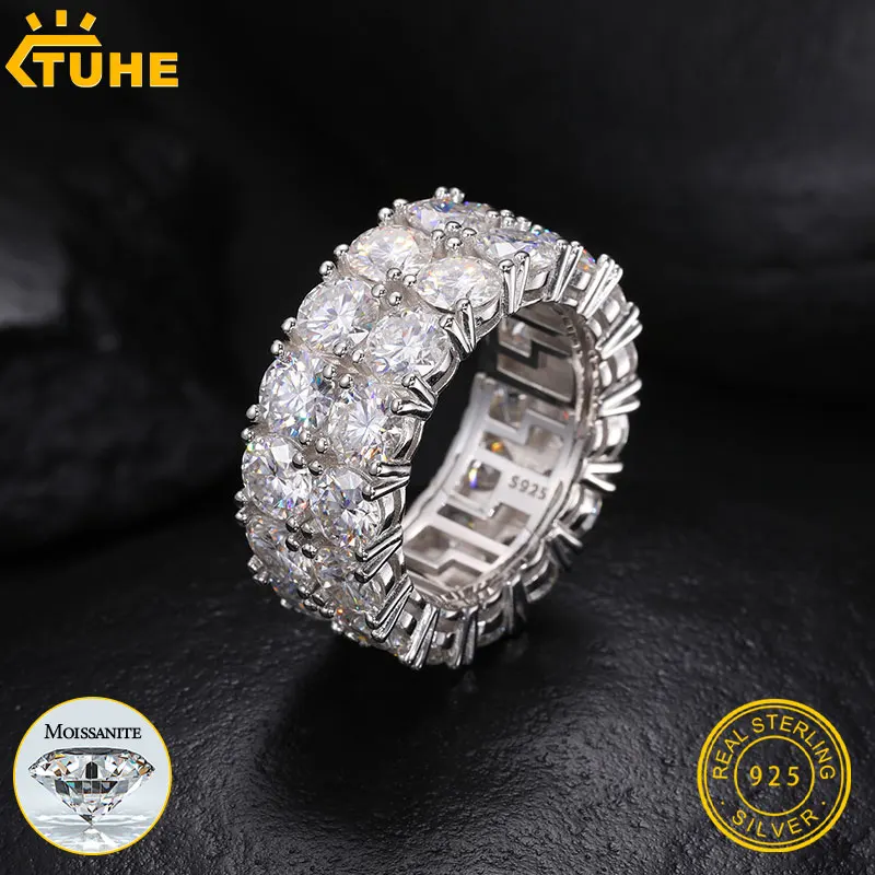 TUHE Unisex Double row 5MM Moissanite 925 Silver Ring Stone Iced Out Couple Rings For Women For Men Hip Hop Jewelry Gifts
TUHE Unisex Double row 5MM Moissanite 925 Silver Ring Stone Iced Out Couple Rings For Women For Men Hip Hop Jewelry Gifts