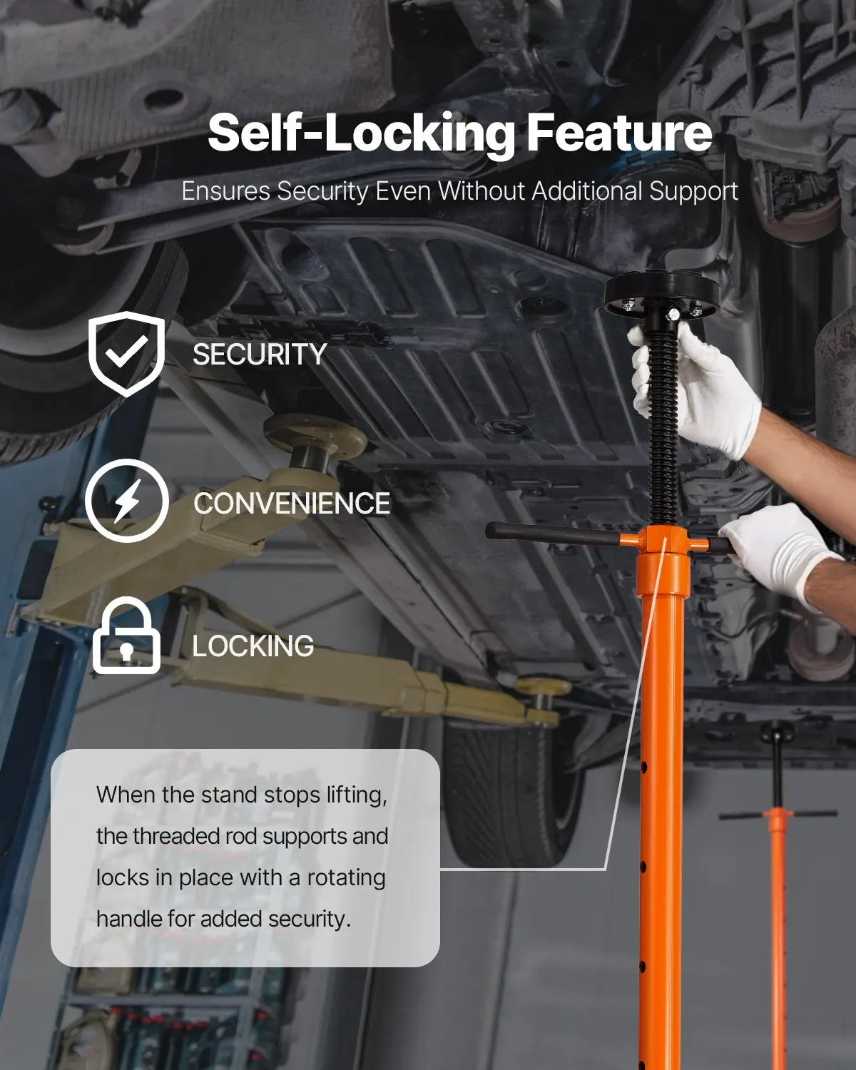 Underhoist Support Stand, 3/4 Ton Capacity Under Hoist Jack Stand, Lifting From 38.4 To 75.4 In, Bearing Mounted Spin Handle, Self-Locking Threaded Screw, Two Wheels, Support Vehicle Components
Underhoist Support Stand, 3/4 Ton Capacity Under Hoist Jack Stand, Lifting From 38.4 To 75.4 In, Bearing Mounted Spin Handle, Self-Locking Threaded Screw, Two Wheels, Support Vehicle Components