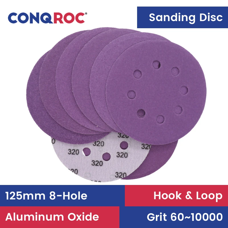 Purple Sanding Discs 125mm 8-Hole Aluminum Oxide Waterproof Wet and Dry Sanding Papers Hook and Loop 25-Piece Grit 60~10000
Purple Sanding Discs 125mm 8-Hole Aluminum Oxide Waterproof Wet and Dry Sanding Papers Hook and Loop 25-Piece Grit 60~10000