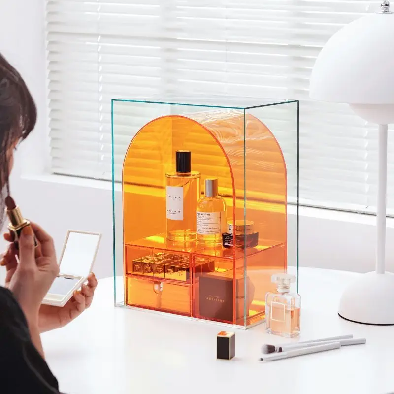 Sunset Gradient Shelf - Curved Acrylic Vanity Organizer with LED Strips, Instagrammable Makeup Station 
Sunset Gradient Shelf - Curved Acrylic Vanity Organizer with LED Strips, Instagrammable Makeup Station