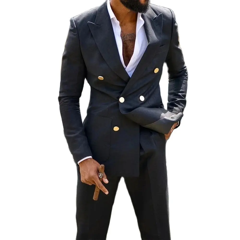 Costume Homme Modern Metal Button Men Suits Formal Wedding Tuxedos Double Breasted Party Blazer Custom Made 2 Pieces Coat+Pants
Costume Homme Modern Metal Button Men Suits Formal Wedding Tuxedos Double Breasted Party Blazer Custom Made 2 Pieces Coat+Pants