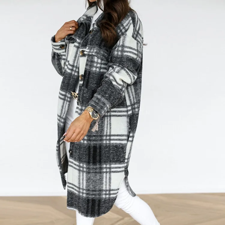 Shirt Coat Woman Winter Cardigan Coat New Temperament Lapel Collar Plaid Pocket Design Female Thick Long-Sleeved Midi Coat
Shirt Coat Woman Winter Cardigan Coat New Temperament Lapel Collar Plaid Pocket Design Female Thick Long-Sleeved Midi Coat