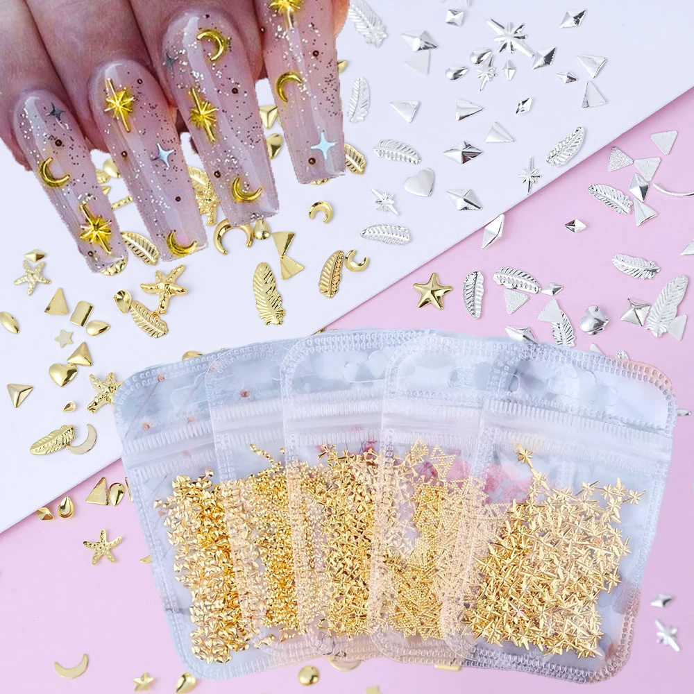 200Pcs/Bag Star Month Hollow Gold/Silver Nail Art Metal Shell Nail Metal Rivets Charms 3D Nail Studs Rivets Nail Art Decoration
200Pcs/Bag Star Month Hollow Gold/Silver Nail Art Metal Shell Nail Metal Rivets Charms 3D Nail Studs Rivets Nail Art Decoration