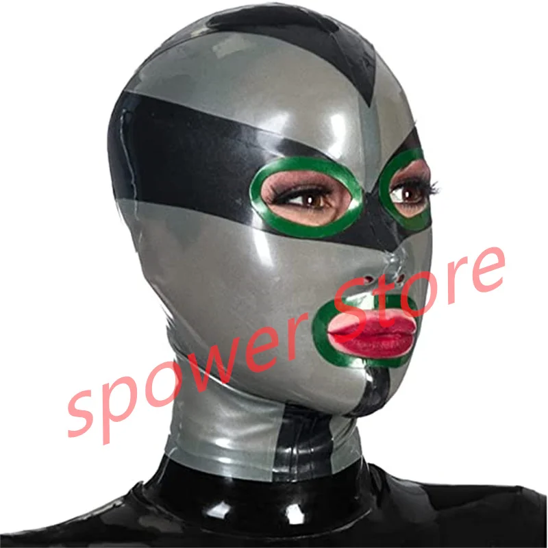Natural Latex Full Head Latex Hoods Rubber Mask Fetish Cosplay Costumes Blakc with Black Green Trim Back Zip Club Wear
Natural Latex Full Head Latex Hoods Rubber Mask Fetish Cosplay Costumes Blakc with Black Green Trim Back Zip Club Wear