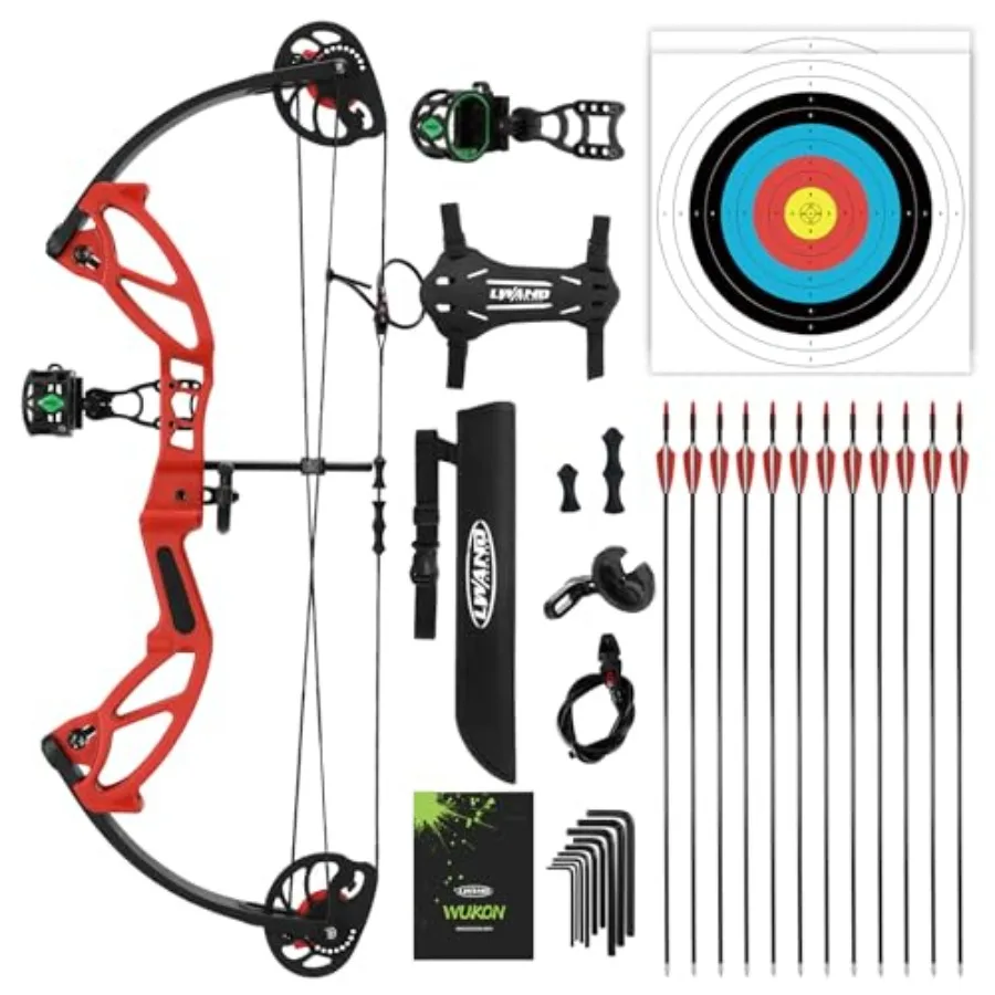 Youth Compound Bow Set for Beginners, Aluminum Alloy, Black/Red, Adjustable Draw Length 18-27 Weight 10-30 lbs, 260 fps Speed
Youth Compound Bow Set for Beginners, Aluminum Alloy, Black/Red, Adjustable Draw Length 18-27 Weight 10-30 lbs, 260 fps Speed