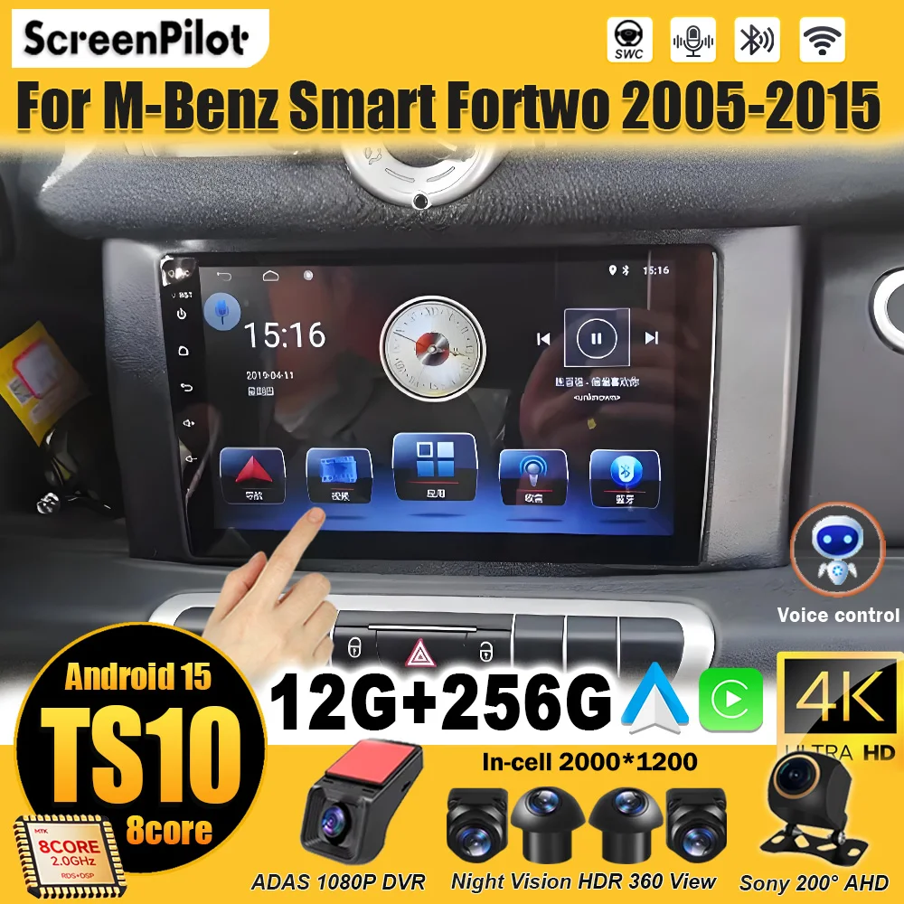 For Mercedes Benz Smart Fortwo 451 2005 - 2015 Android 15 Car Radio Multimedia Video Player Carplay Mirror Link Touch Screen DSP
For Mercedes Benz Smart Fortwo 451 2005 - 2015 Android 15 Car Radio Multimedia Video Player Carplay Mirror Link Touch Screen DSP