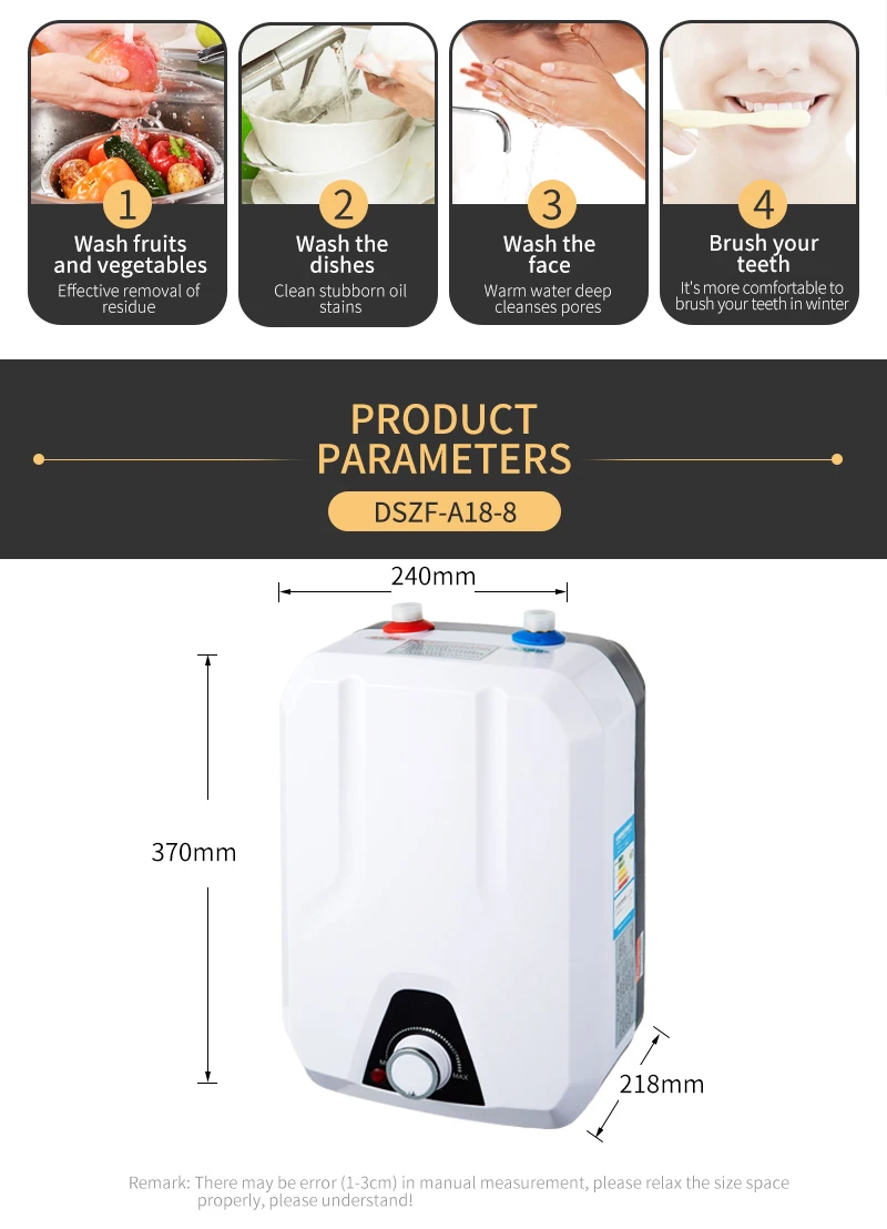 Popular Design 6L Portable RV Ready Storage Type Energy Efficient Smart Electric Kitchen Water Heater IPX4 Waterproof
Popular Design 6L Portable RV Ready Storage Type Energy Efficient Smart Electric Kitchen Water Heater IPX4 Waterproof
