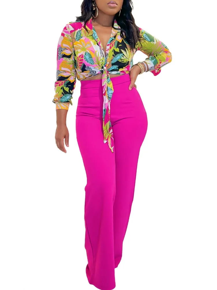 2 Piece Set Women Matching Sets Autumn Print Polo Collar Long Sleeve Shirt Top Wide Leg Pants Two Piece Set Casual Outfits Suit
2 Piece Set Women Matching Sets Autumn Print Polo Collar Long Sleeve Shirt Top Wide Leg Pants Two Piece Set Casual Outfits Suit