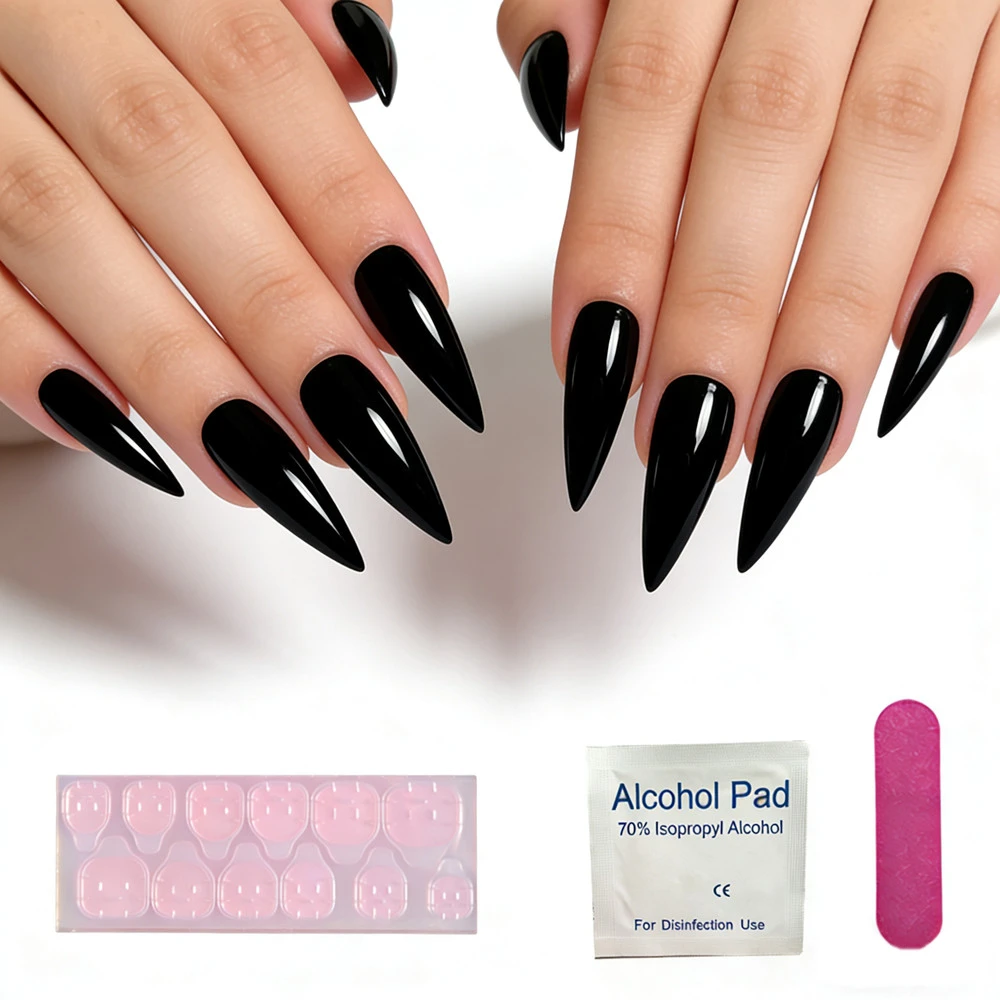 Glossy Black Stiletto Press On Nails Long Almond Fake Nails Full Cover Acrylic Nails For Women
Glossy Black Stiletto Press On Nails Long Almond Fake Nails Full Cover Acrylic Nails For Women