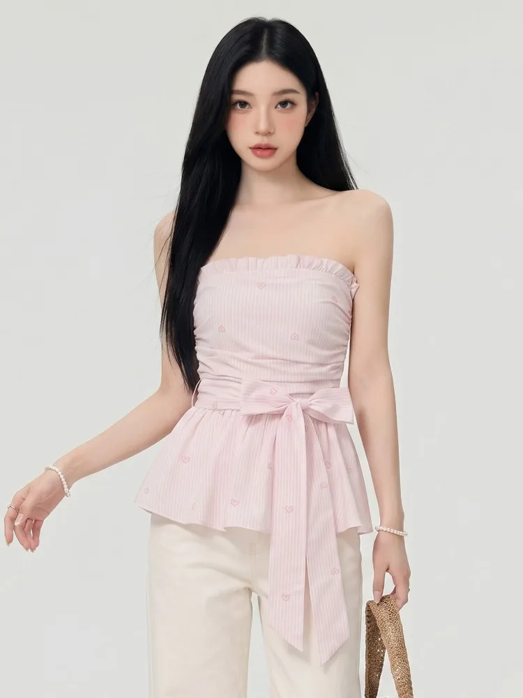 Korean Style Heart Print Waist Cinched Strap Vest Women's Summer New One Shoulder Slim Fit Versatile Tube Top Shirt
Korean Style Heart Print Waist Cinched Strap Vest Women's Summer New One Shoulder Slim Fit Versatile Tube Top Shirt
