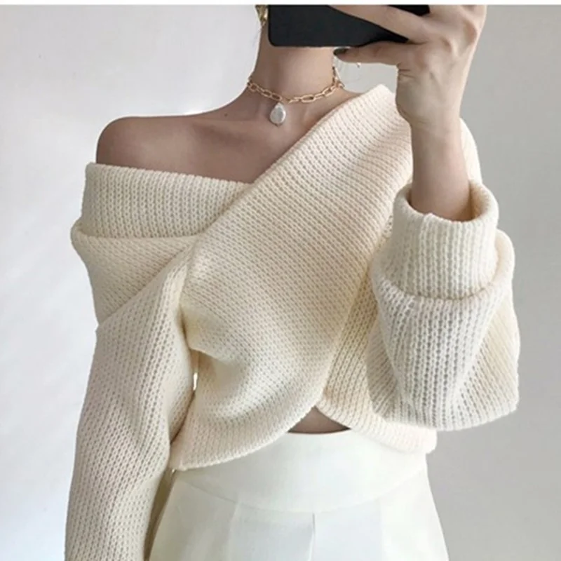 2022 Winter and Spring Women's Cashmere Pullover V-neck Pull Back Sexy Off-shoulder Sweater Knit Korean Elegant Ladies Pullover
2022 Winter and Spring Women's Cashmere Pullover V-neck Pull Back Sexy Off-shoulder Sweater Knit Korean Elegant Ladies Pullover
