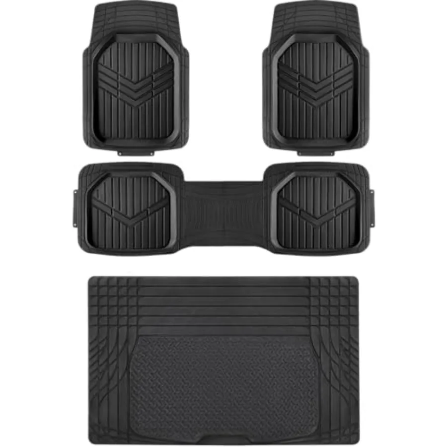 4-Piece Heavy Duty Anti-Slip PVC Floor Mats with Cargo Liner, Waterproof Trim To Fit Car Mats, Easy to Clean, Black
4-Piece Heavy Duty Anti-Slip PVC Floor Mats with Cargo Liner, Waterproof Trim To Fit Car Mats, Easy to Clean, Black