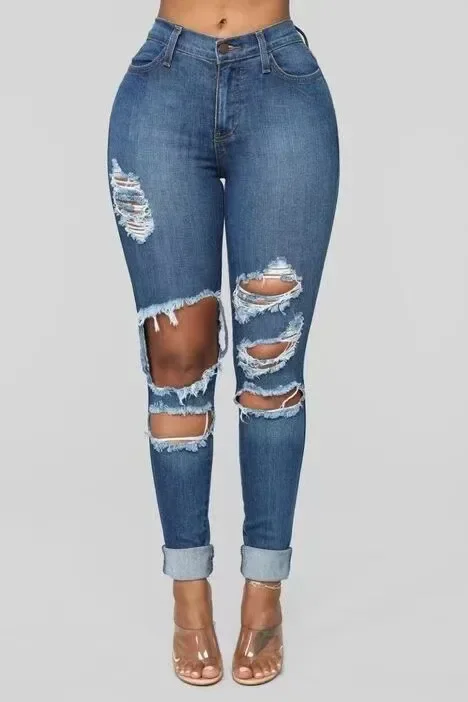 Washed Ripped High-waisted Slim-fit Jeans,Four Seasons New Fashion Elastic, Comfortable Small Leg Jeans for Women Pencil Pants
Washed Ripped High-waisted Slim-fit Jeans,Four Seasons New Fashion Elastic, Comfortable Small Leg Jeans for Women Pencil Pants