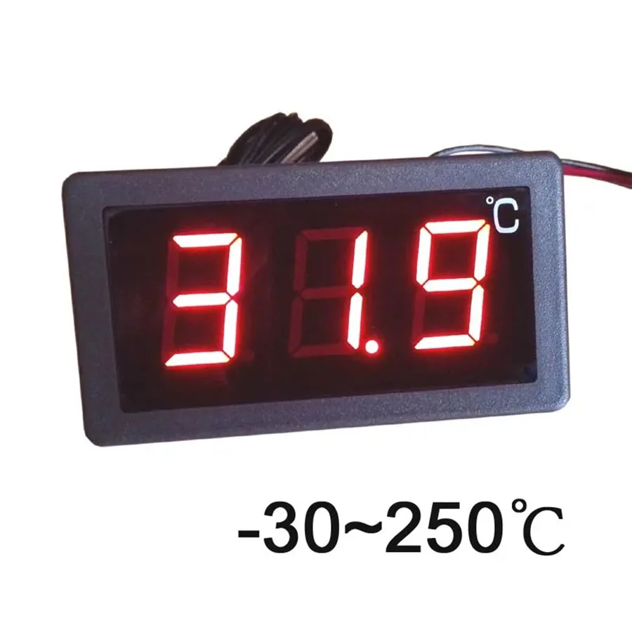 Цифровой термометр с большим LED-дисплеем (-30-250 / -50-110 градусов Цельсия), термостат, питание 12В/24В
Цифровой термометр с большим LED-дисплеем (-30-250 / -50-110 градусов Цельсия), термостат, питание 12В/24В