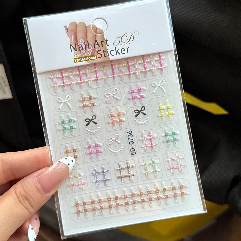 5D Embossed Pink Brown Plaid Nail Sticker Cute Bowknot Pearl French Self-adhesive Manicure Decals Japanese Nail Art Decoration#_
5D Embossed Pink Brown Plaid Nail Sticker Cute Bowknot Pearl French Self-adhesive Manicure Decals Japanese Nail Art Decoration#_