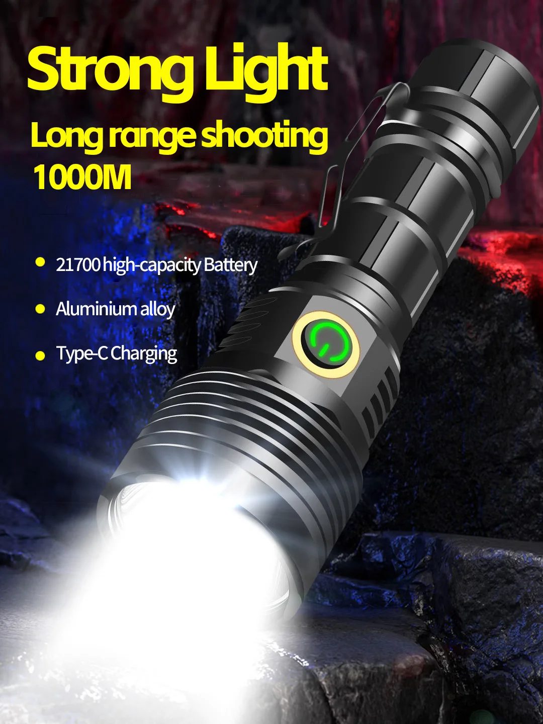 High power LED flashlight spotlight cup aluminum alloy strong light tactical torch rechargeable outdoor camping fishing light
High power LED flashlight spotlight cup aluminum alloy strong light tactical torch rechargeable outdoor camping fishing light