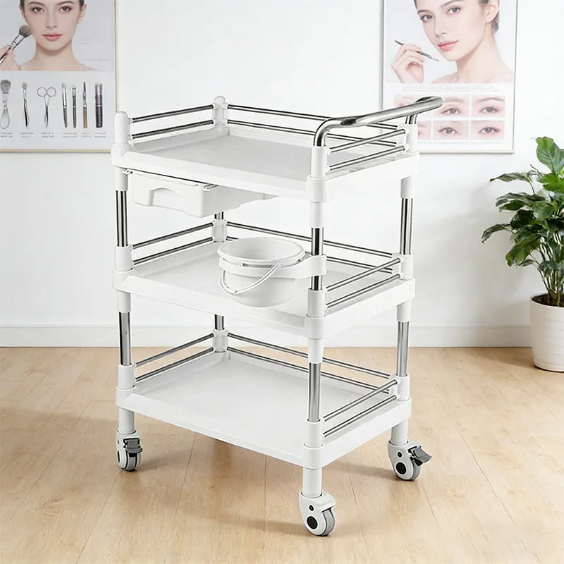 Beauty cart with three layers of storage straps and bucket for hair styling mobile tool cart for hospital care storage handcart
Beauty cart with three layers of storage straps and bucket for hair styling mobile tool cart for hospital care storage handcart