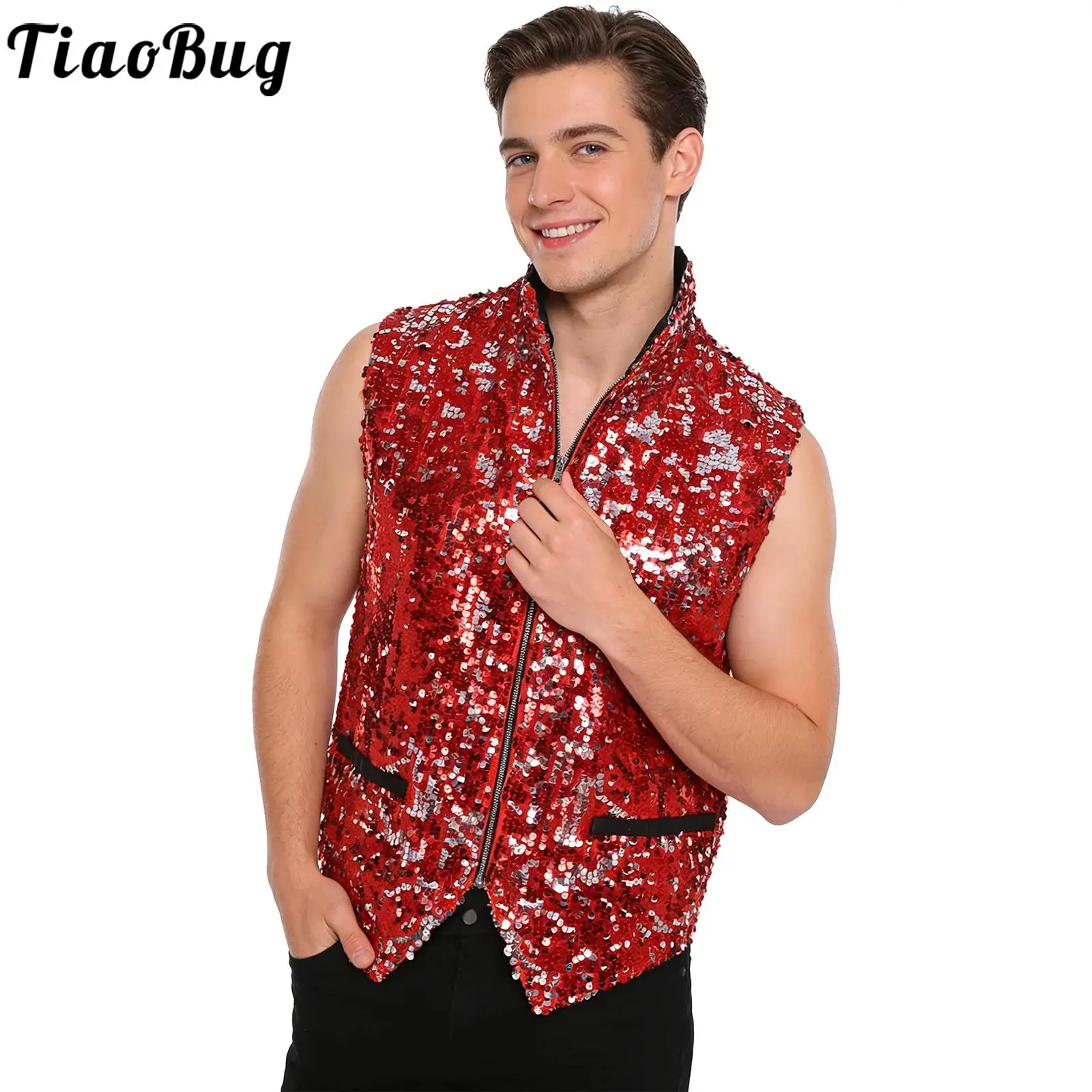 Men Shiny Sequin Disco Waistcoat Jazz Latin Cha-cha Dance Sleeveless Zip-up Fully Lined Vest Tank Top for Club Party Stage Dance
Men Shiny Sequin Disco Waistcoat Jazz Latin Cha-cha Dance Sleeveless Zip-up Fully Lined Vest Tank Top for Club Party Stage Dance