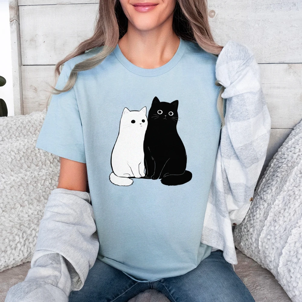 Y2K Cotton Casual Women‘s T-Shirt Short Sleeve Round Neck Fitted Cute Cartoon Sitting Black&White Cat Adorable Daily Wear Tee
Y2K Cotton Casual Women‘s T-Shirt Short Sleeve Round Neck Fitted Cute Cartoon Sitting Black&White Cat Adorable Daily Wear Tee