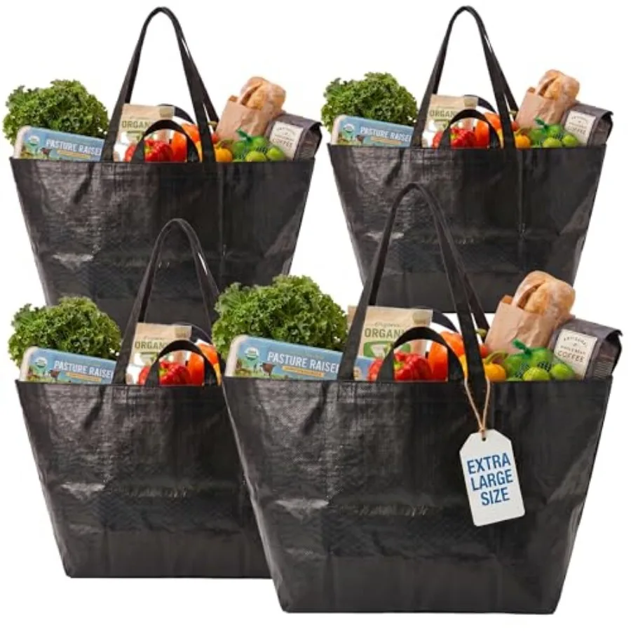 Haul-It-All Extra-Large Reusable Shopping Bag Heavy Duty Open-Top Tote with Handles, 18-Gallon Capacity, Black, Pack of 4
Haul-It-All Extra-Large Reusable Shopping Bag Heavy Duty Open-Top Tote with Handles, 18-Gallon Capacity, Black, Pack of 4