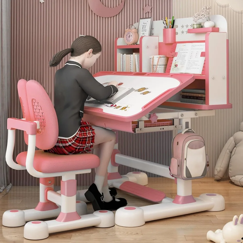 Kids Desk and Chair Set,Height Adjustable Children School Study Table Chair Set with Partition Design
Kids Desk and Chair Set,Height Adjustable Children School Study Table Chair Set with Partition Design