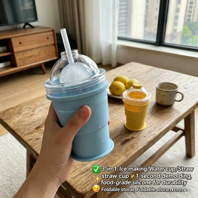 Foldable ice hockey cup food-grade ice hockey mold cold drink portable cup silicone with straw ice tray ice cube storage box
Foldable ice hockey cup food-grade ice hockey mold cold drink portable cup silicone with straw ice tray ice cube storage box