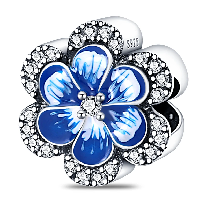 925 Sterling Silver Autumn Blue Flower Charms Beads Zircon Dangle Fit Original Bracelet DIY Women Birthday Party Jewelry Gifts
925 Sterling Silver Autumn Blue Flower Charms Beads Zircon Dangle Fit Original Bracelet DIY Women Birthday Party Jewelry Gifts