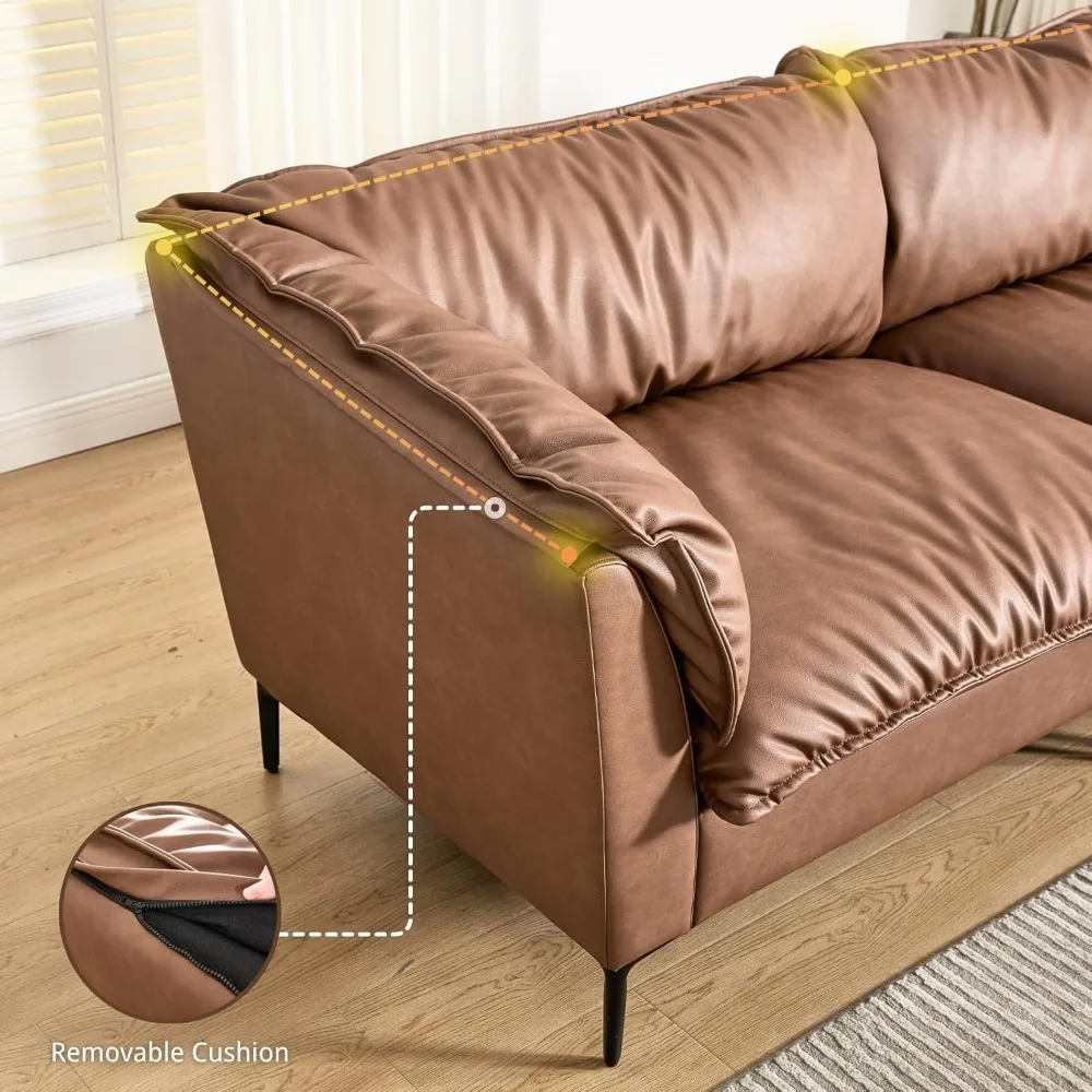 "80" Industrial Loveseat - Modern PU Leather Sofa w/ Removable Cover, Cloud Couch Design"
"80" Industrial Loveseat - Modern PU Leather Sofa w/ Removable Cover, Cloud Couch Design"