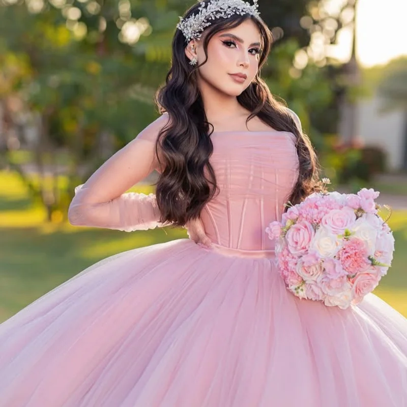 Customized Pink Off Shoulder Quinceanera Dress Lace crystal Tull sequin ruffle Long tail vestidos de 15 Quinceanera
Customized Pink Off Shoulder Quinceanera Dress Lace crystal Tull sequin ruffle Long tail vestidos de 15 Quinceanera